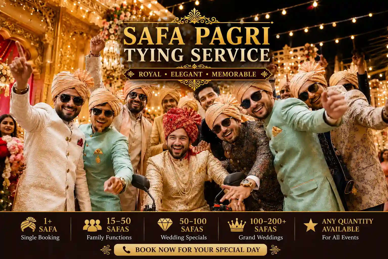 Professional Baraat Safa Service with Safa and Pagri tying